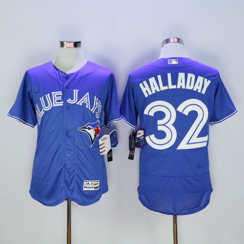 Men Toronto Blue Jays #32 Halladay Blue MLB Jerseys